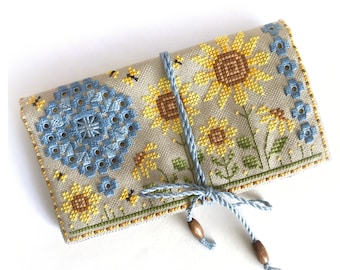 Sunflower sewing pouch - Cross Stitch And Hardanger Pattern - Durene J Cross Stitch - DJE1046