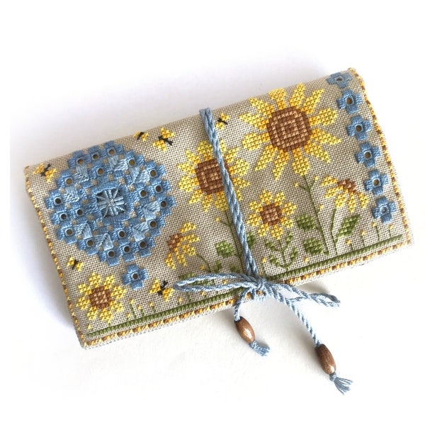 Sunflower sewing pouch - Cross Stitch And Hardanger Pattern - Durene J Cross Stitch - DJE1046