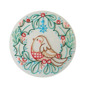 Kerstkrans Robin - borduurpatroon Durene J - DJE1028