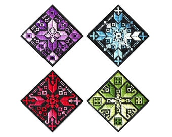 Bright Snowflakes Pattern - set of 4 - Durene J Embroidery  - DJE1049