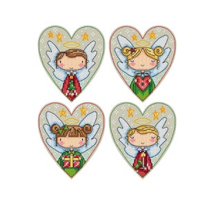 Cuori d'angelo - Set di 4 - Punto croce Durene J - DJXS2466