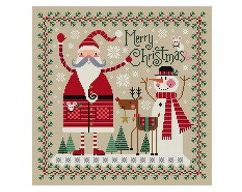 Merry Christmas Scene - Durene J Cross Stitch Pattern - DJXS2438