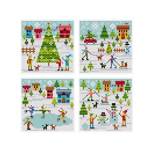 Kersttijd - Set van 4 - Durene J-kruissteekpatroon - DJXS2435