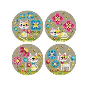 In The Garden - Set di 4 - Schema punto croce Durene J - DJXS2475