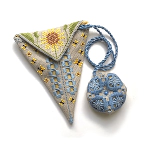 Sonnenblumen Scherenetui und Anhänger - Kreuzstich und Hardanger Muster - Durene J Kreuzstich - DJE1044