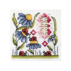 Bloemen en lieveheersbeestjes - kruissteek- en hardangerpatroon - Durene J Cross Stitch - DJE1040