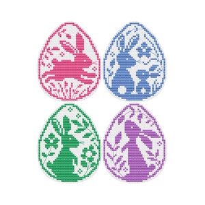 Bunny Eggs - Set of 4 -  Durene J Cross Stitch Pattern - DJXS2513