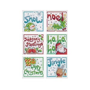 Words Christmas Cards - Set of 6 - Durene J Cross Stitch Patterns