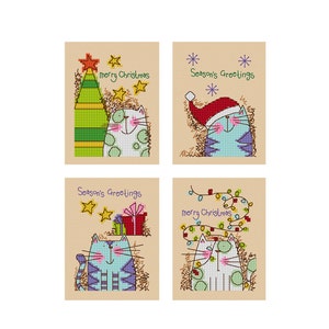 Cat's Christmas - Set of 4 - Durene J Cross Stitch Patterns