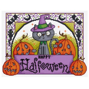 Halloween Cat - Durene J Cross Stitch Pattern