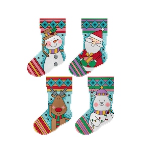 Small Christmas Stockings - Set of 4 - Durene J Cross Stitch Pattern - DJXS2232