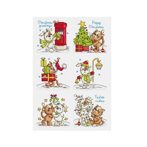Christmas Cats and Dogs - Set of 6 - Durene J Cross Stitch Pattern - DJXS2284