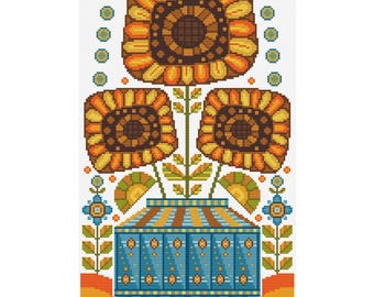 Sunflower Vase - Durene J Cross Stitch Pattern - Instant PDF Download