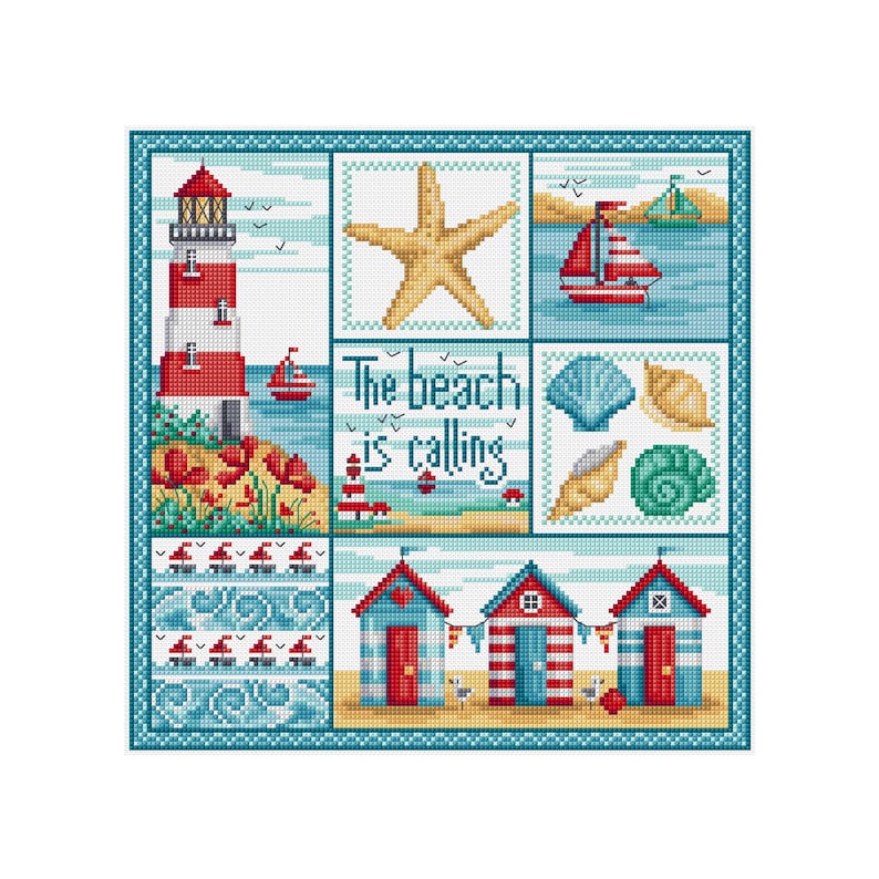 Seaside Sampler Durene J Cross Stitch Pattern DJXS2487 image 1