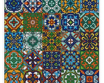 Colourful Tiles -  Durene J Cross Stitch Pattern - DJXS2511