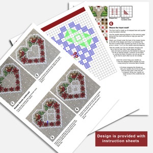 Poinsettia Heart Ornament Cross Stitch And Hardanger Pattern Durene J Cross Stitch DJE1062 image 4