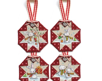 Bunny Christmas Ornaments - Durene J Cross Stitch Pattern - PDF Download