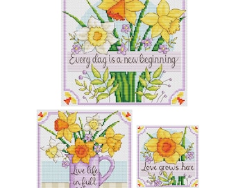 Daffodil Trio - Durene J Cross Stitch PDF Pattern