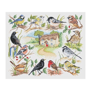 British Garden Birds - kruissteekpatroon Durene J - DJXS2374