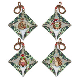 Ornamento ouriço - Conjunto de 4 - Padrão de ponto cruz Durene J