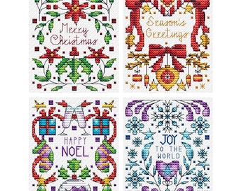 Christmas Messages - Set of 4 -  Durene J Cross Stitch Pattern - PDF Download