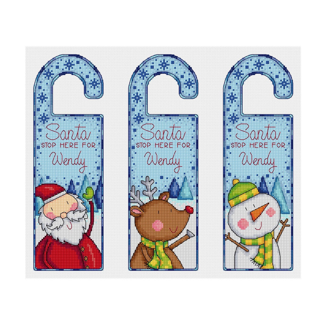 Christmas Door hangers Set of 3 Durene J Cross Stitch Etsy