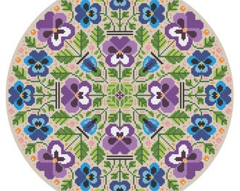 Pansy Hoop - Durene J Cross Stitch PDF Pattern