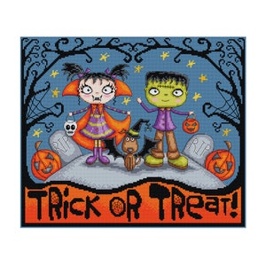 Trick or Treaters - Halloween Pattern - Durene J Cross Stitch - DJXS2225