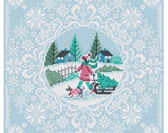 Snowflake Winter Scene - Durene J Cross Stitch Pattern - PDF Download