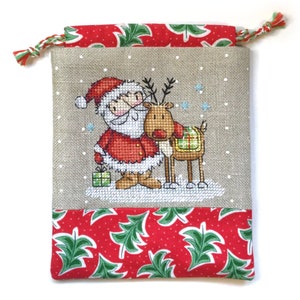 Pochette Père Noël - Durene J, motif point de croix - DJXS2494