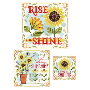 Trio de tournesols - Lot de 3 - Durene J, motif point de croix