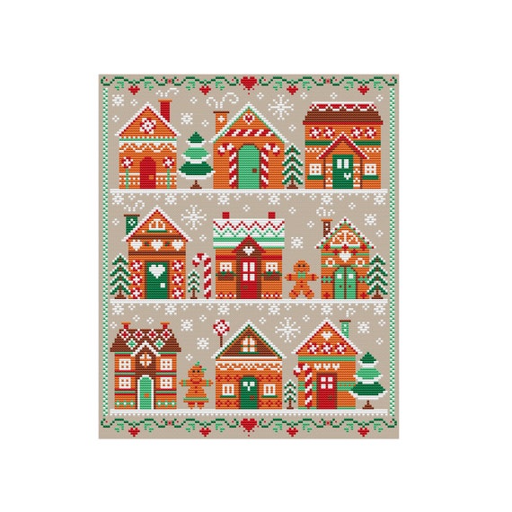 Gingerbread Houses Durene J Cross Stitch Pattern Djxs2293 Etsy