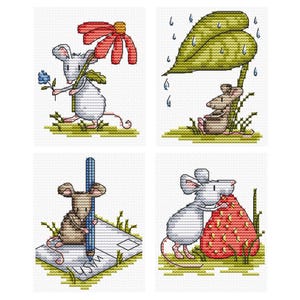 Summer Days Muizen 2 - set van 4 - Durene J-kruissteekpatroon