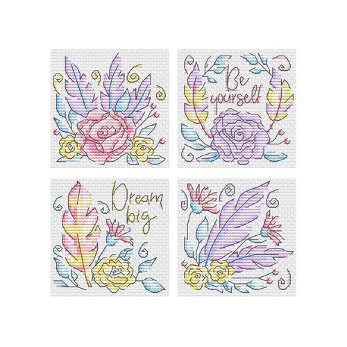 Angel Hearts Set of 4 Durene J Cross Stitch DJXS2466 Etsy