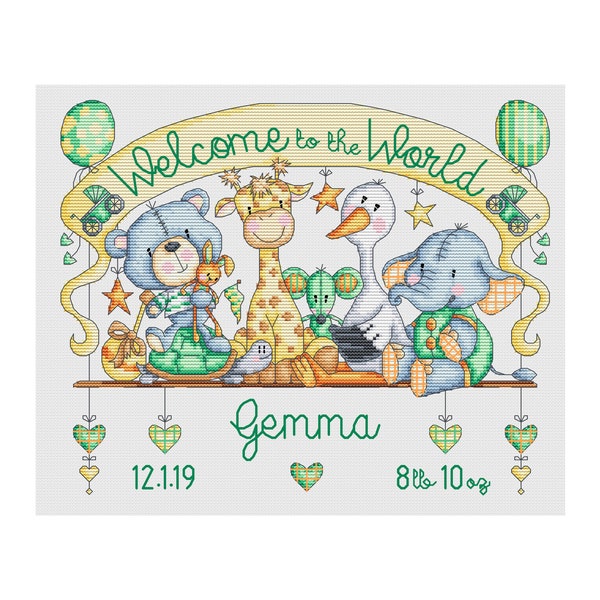 Muestrario de nacimiento para el cuarto de juguetes - Patrón de punto de cruz de Durene J - DJXS2373