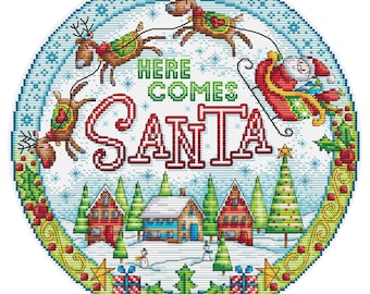 Here Comes Santa - Durene J Cross Stitch PDF Pattern