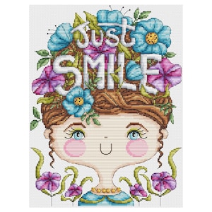Just Smile - Padrão de ponto cruz Durene J