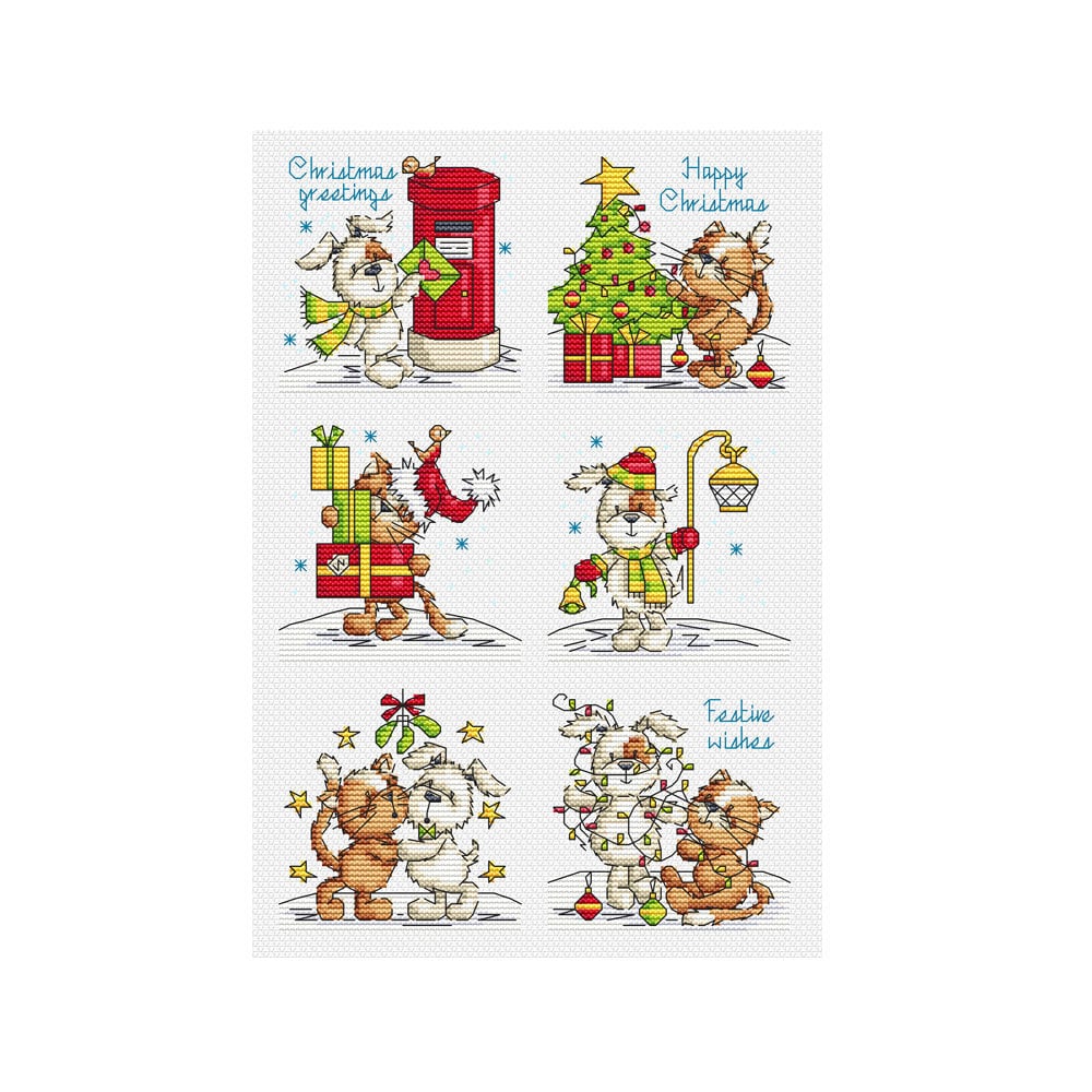 Christmas Cats and Dogs Set of 6 Durene J Cross Stitch | Etsy
