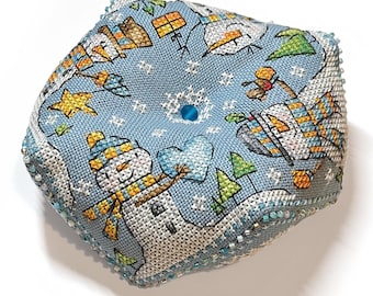Snowman Biscornu - Durene J Cross Stitch PDF Pattern