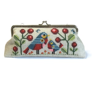 Bird Clasp Pouch Durene J Cross Stitch Pattern DJXS2515 image 1