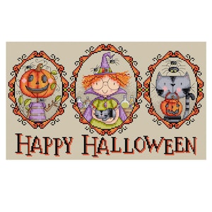 Halloween Family Portraits - Durene J Cross Stitch Patterns - DJXS2376