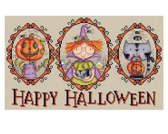 Halloween Family Portraits - Durene J Cross Stitch Patterns - DJXS2376