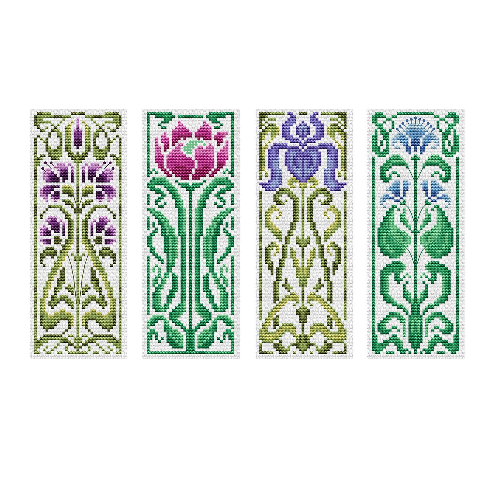 Art Nouveau Bookmarks - Set of 4 - Durene J Cross Stitch Pattern