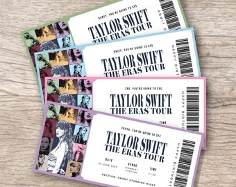 Personalised Concert Ticket, The Eras Tour, Surprise Gift, Memorabilia ticket, Scrapbooking, Taylor Swift Merch, Souvenir Ticket