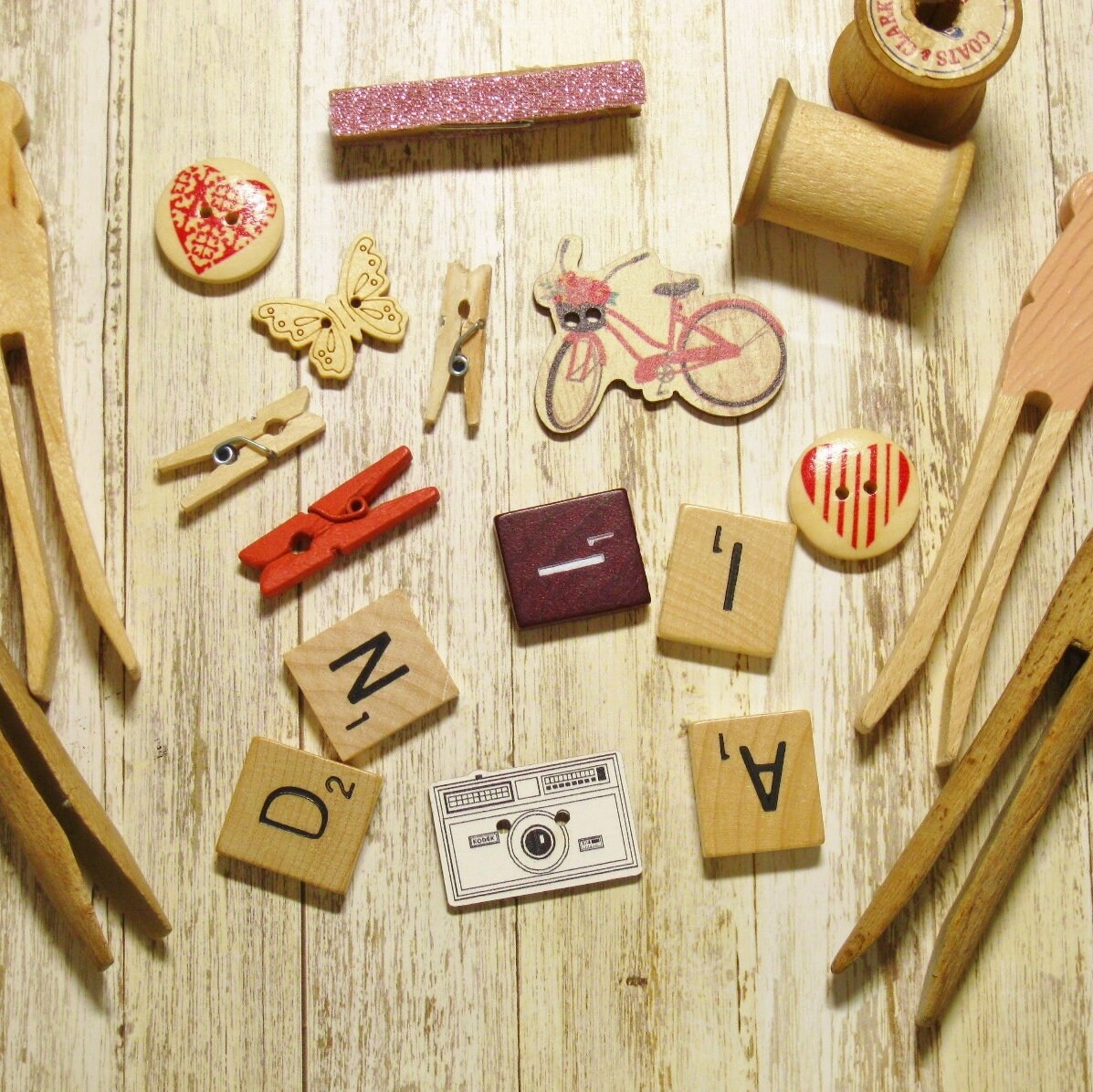 Wood Embellishment Kit 20 Mixed Wood Pieces for Crafts Etsy