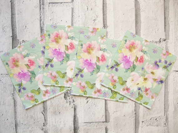 4x Paper Napkins for Decoupage Craft and Party Love and Peace