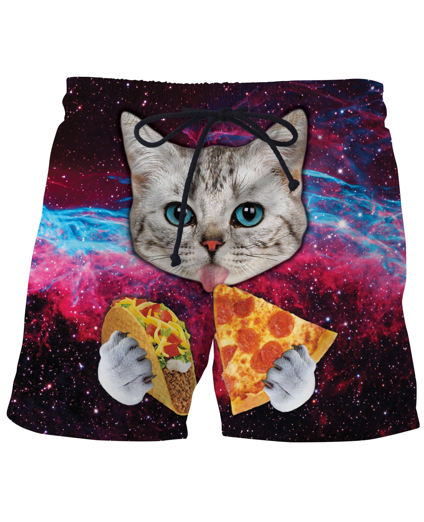 Space Taco Cat Funny Mens Swim Trunks Bathing Suit Swimwear Etsy
