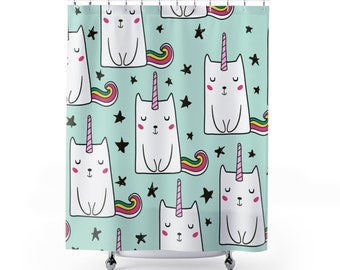 Cat Unicorn Shower Curtain