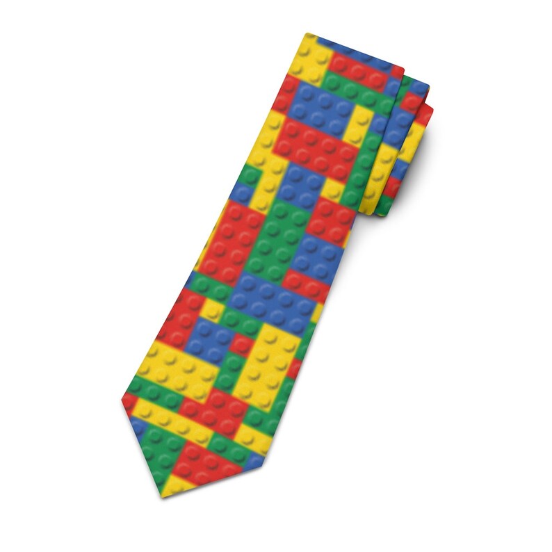 Block Necktie Funny Mens Tie Block Tie Cool Mens Ties Etsy