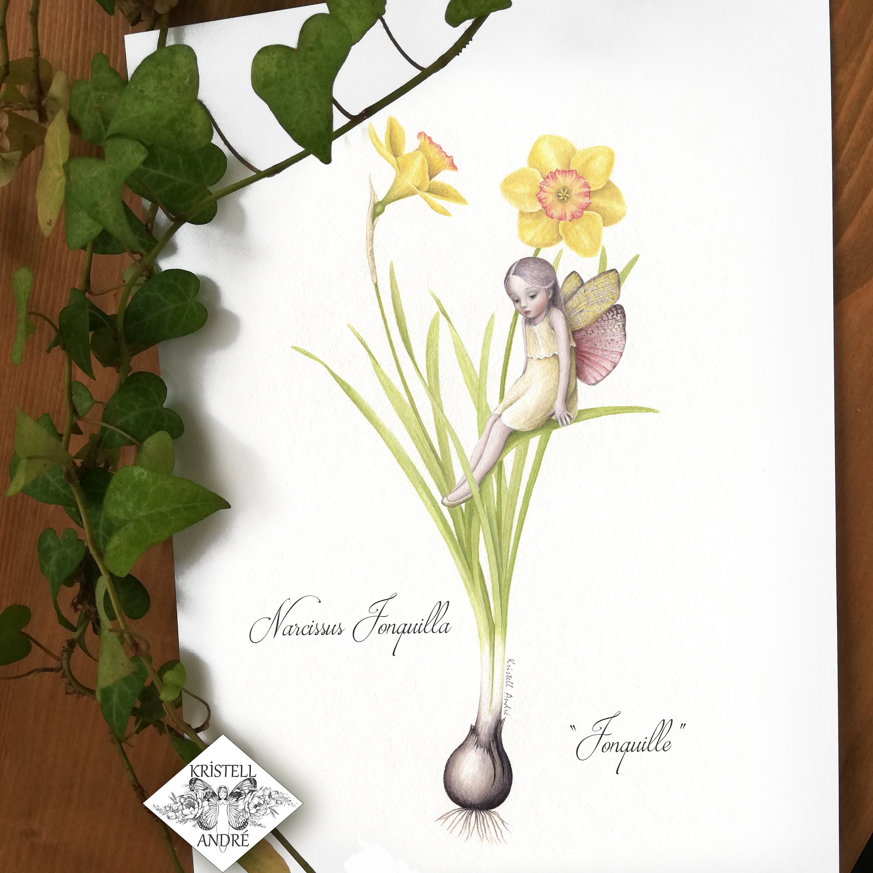 Affiche, Jonquille, Des Fées et Des Fleurs, Kristell André.